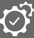Premium construction icon with gear and check mark