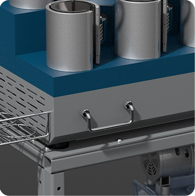 Four integrated side handles on the mug press base for effortless portability
